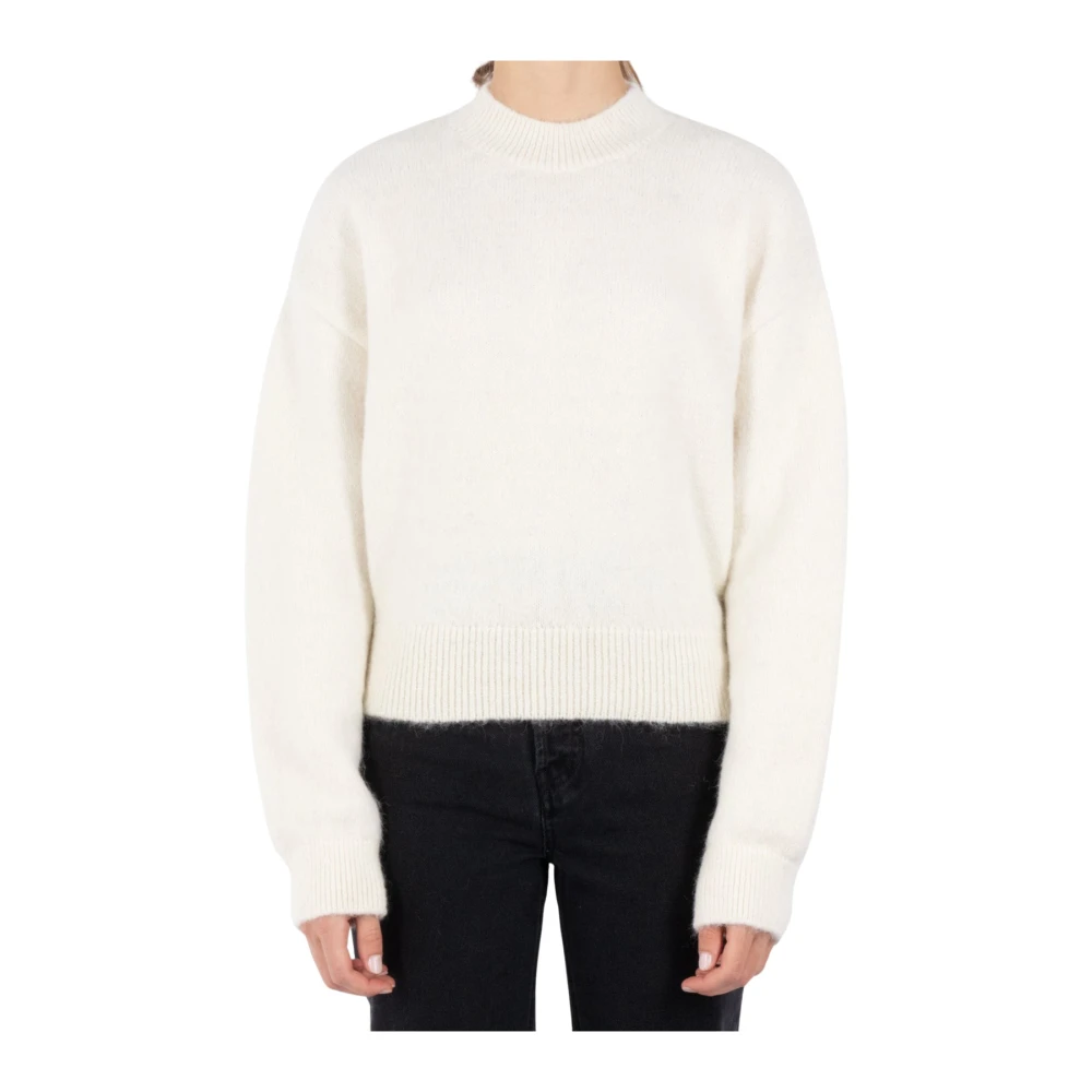 Jacquemus Beige Box-Fit Sweater met Mock Neck Beige Dames