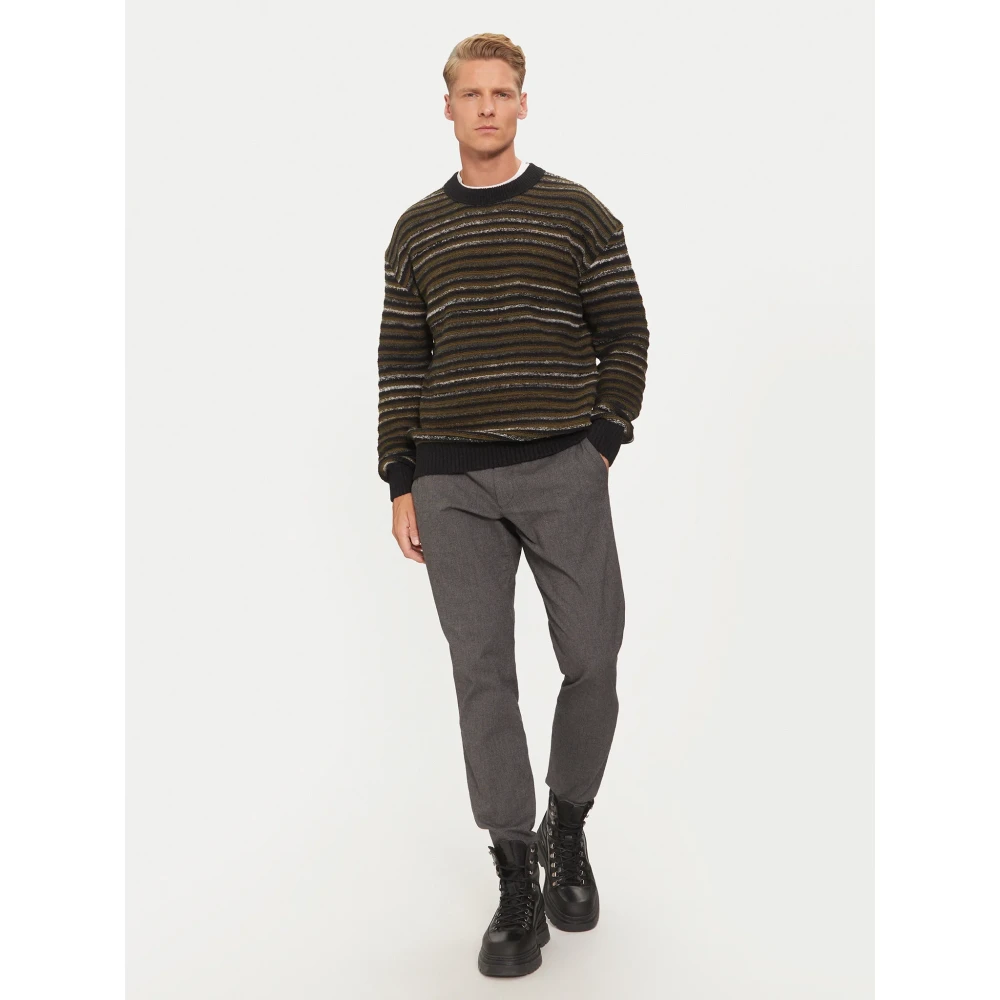 Hugo Boss Gebreide wollen trui Black Heren