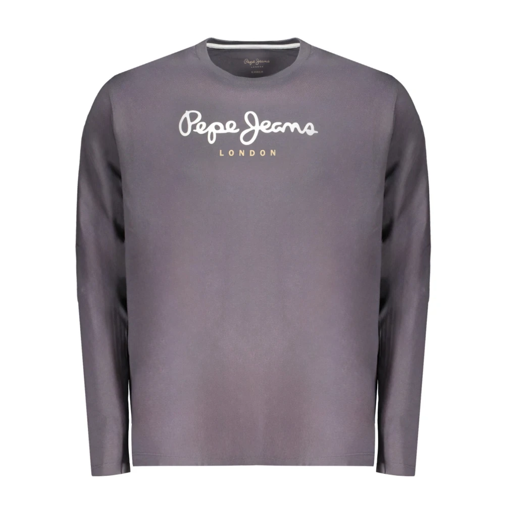 Pepe Jeans Lange mouwen katoenen T-shirt met logoprint Gray Heren