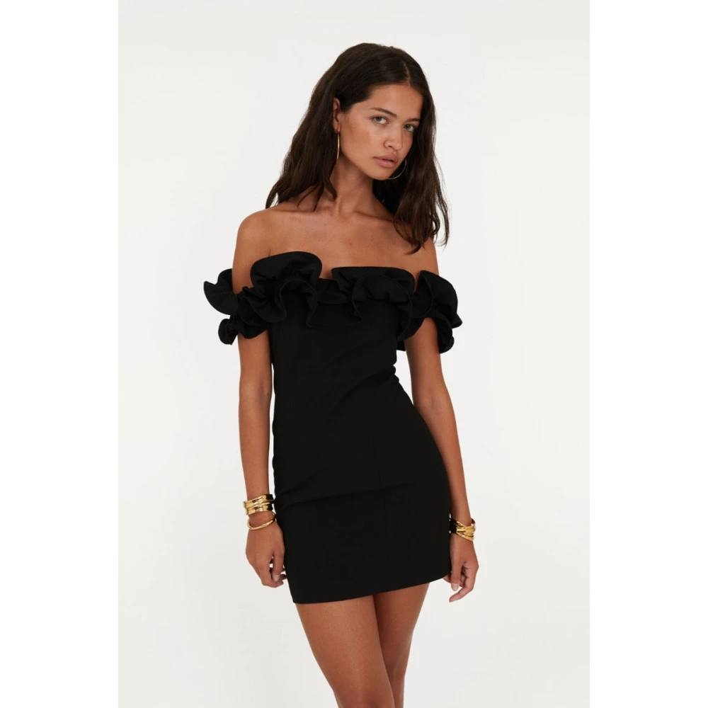 Rotate Birger Christensen Mini Jurk met Ruches Black Dames