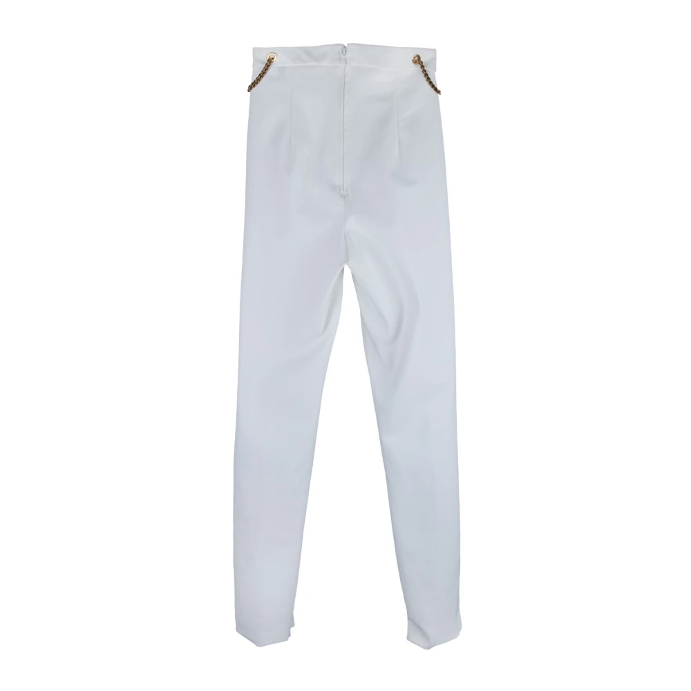 Elisabetta Franchi Gouden Ketting Ritsbroek White Dames