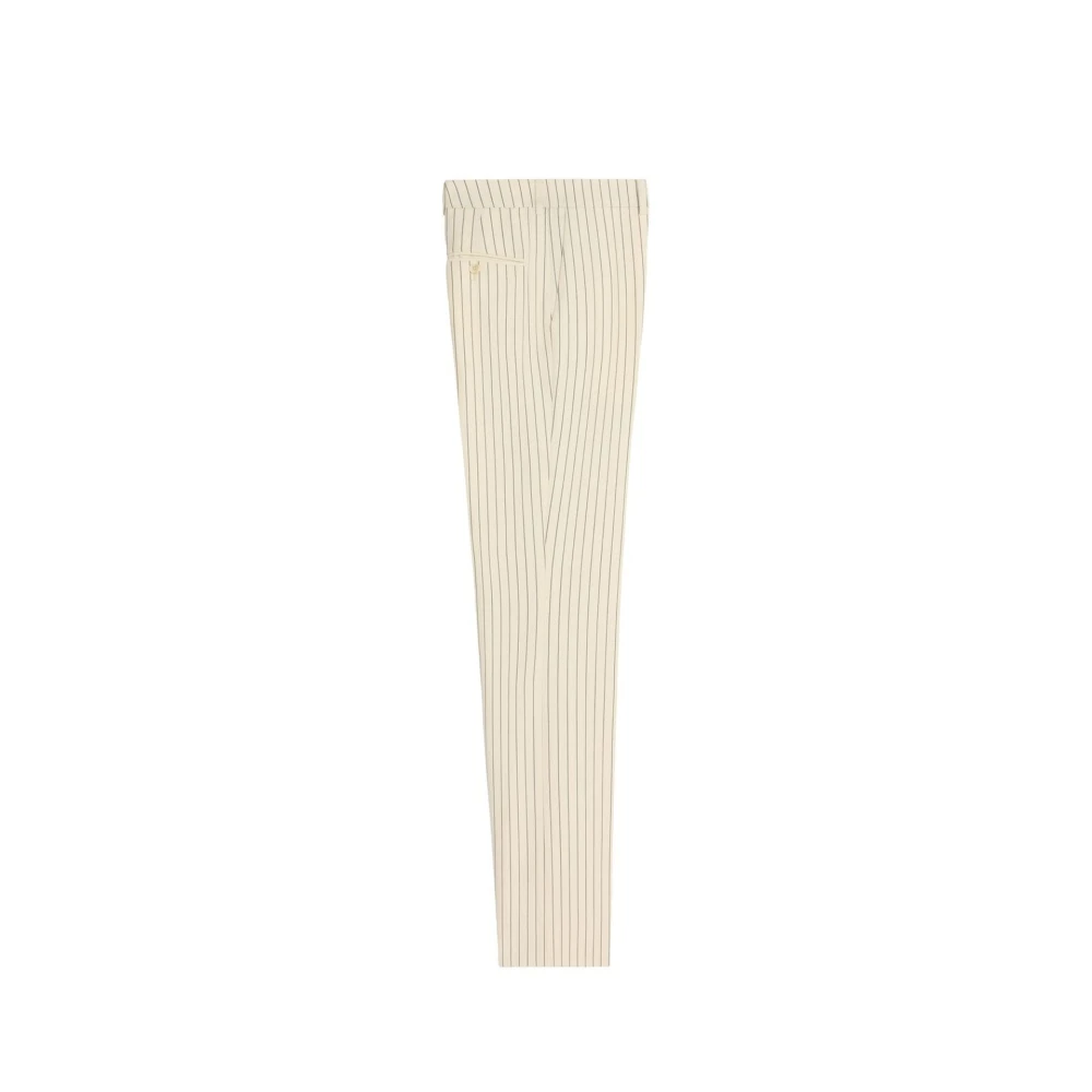 Celine Gestreepte Wollen Flared Broek Beige Heren