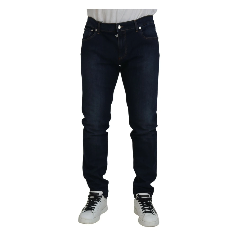 Dolce & Gabbana Donkerblauwe Skinny Stretch Denim Jeans Blue Heren