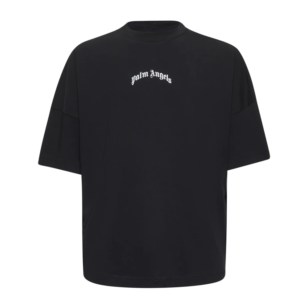 Palm Angels Contrasterend Logo Oversized Zwart T-shirt Black Heren