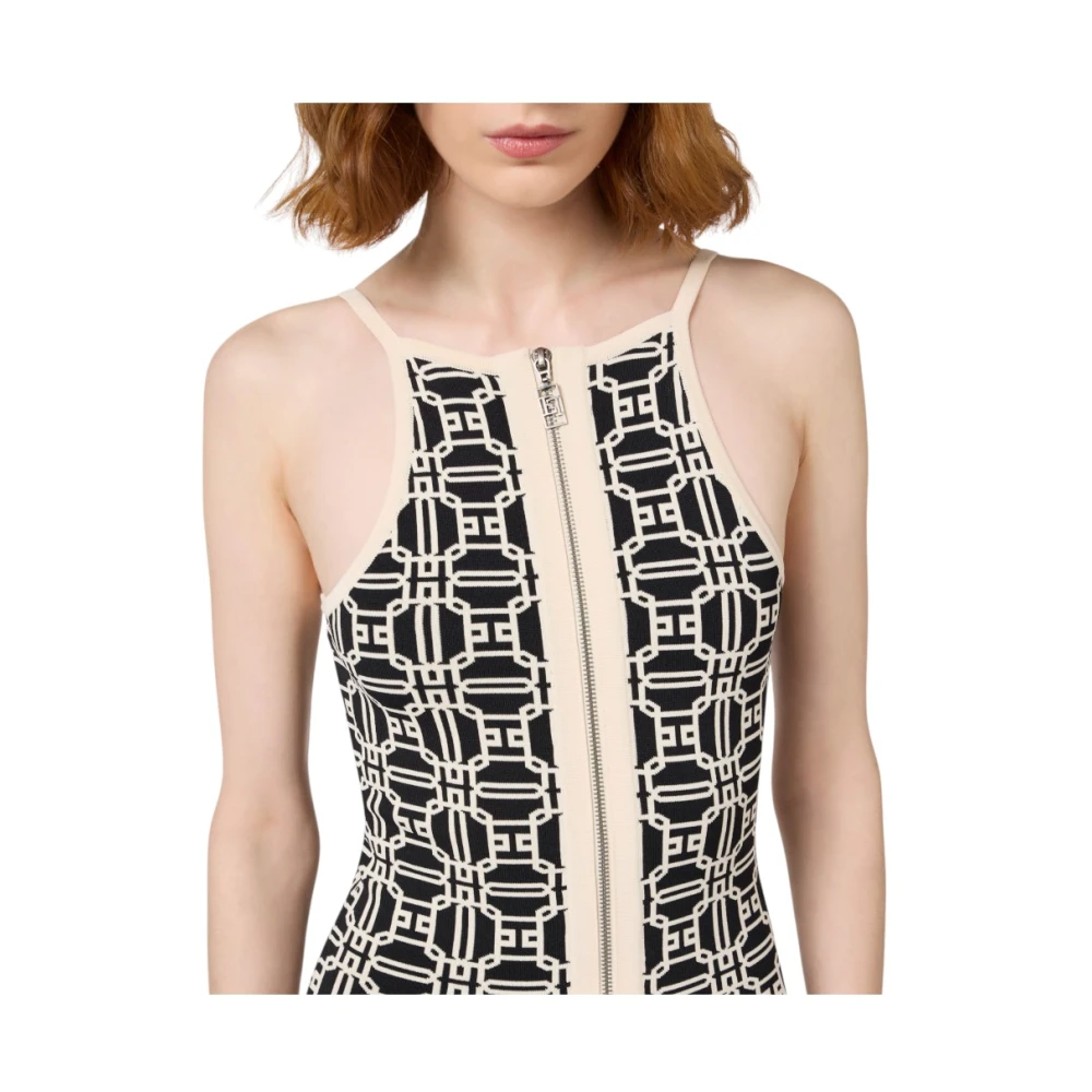 Elisabetta Franchi Gebreide Jurk Brown Dames