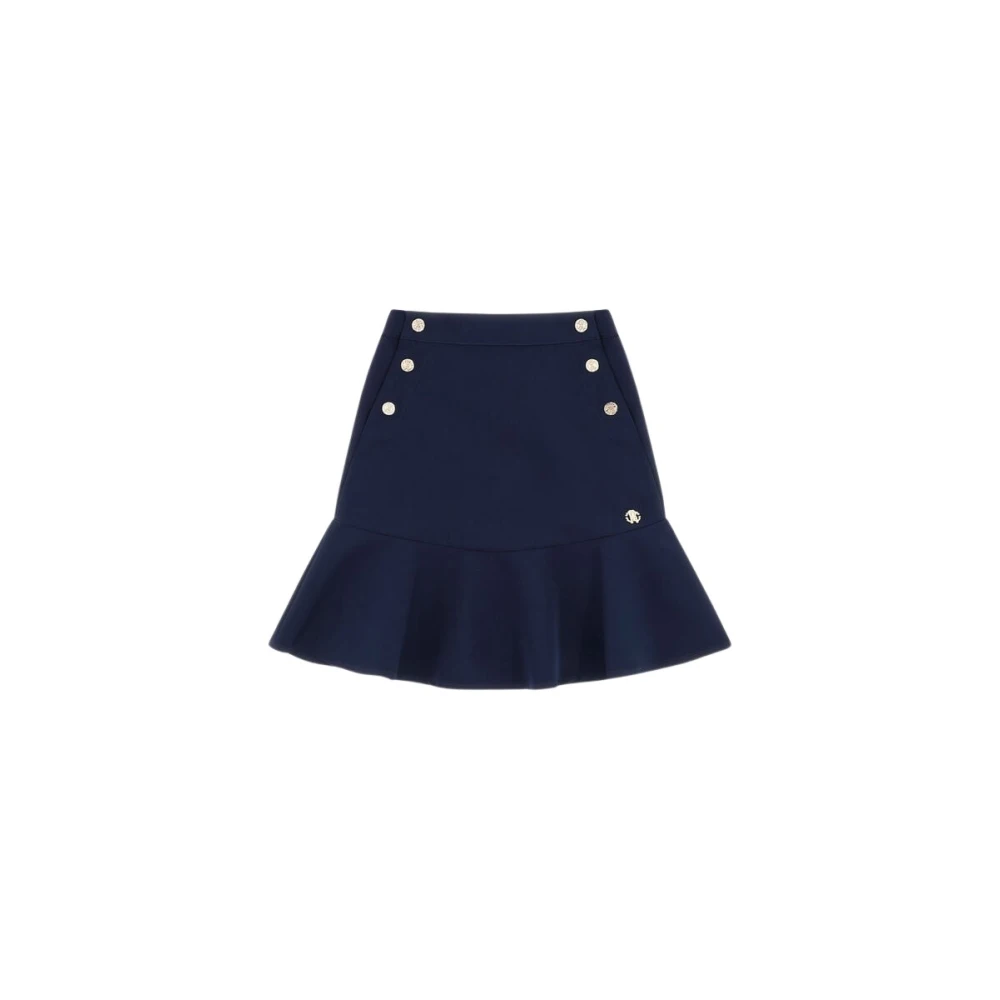 Roberto Cavalli , Kids Skirts, Female, Blue, 12 Y | 152 Cm, Flounced Skirt With Metallic Rc Monogram