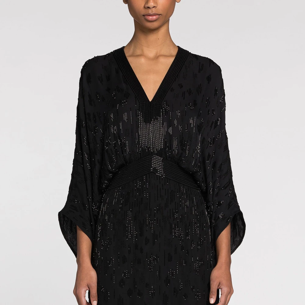 Roberto Cavalli V-hals kraalversierde mini-jurk Black Dames