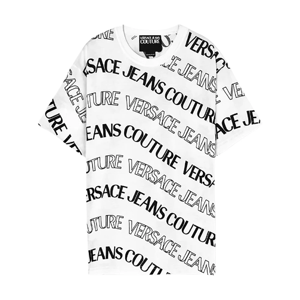 Versace Jeans Couture Logo Print Wit Katoenen T-shirt White Heren