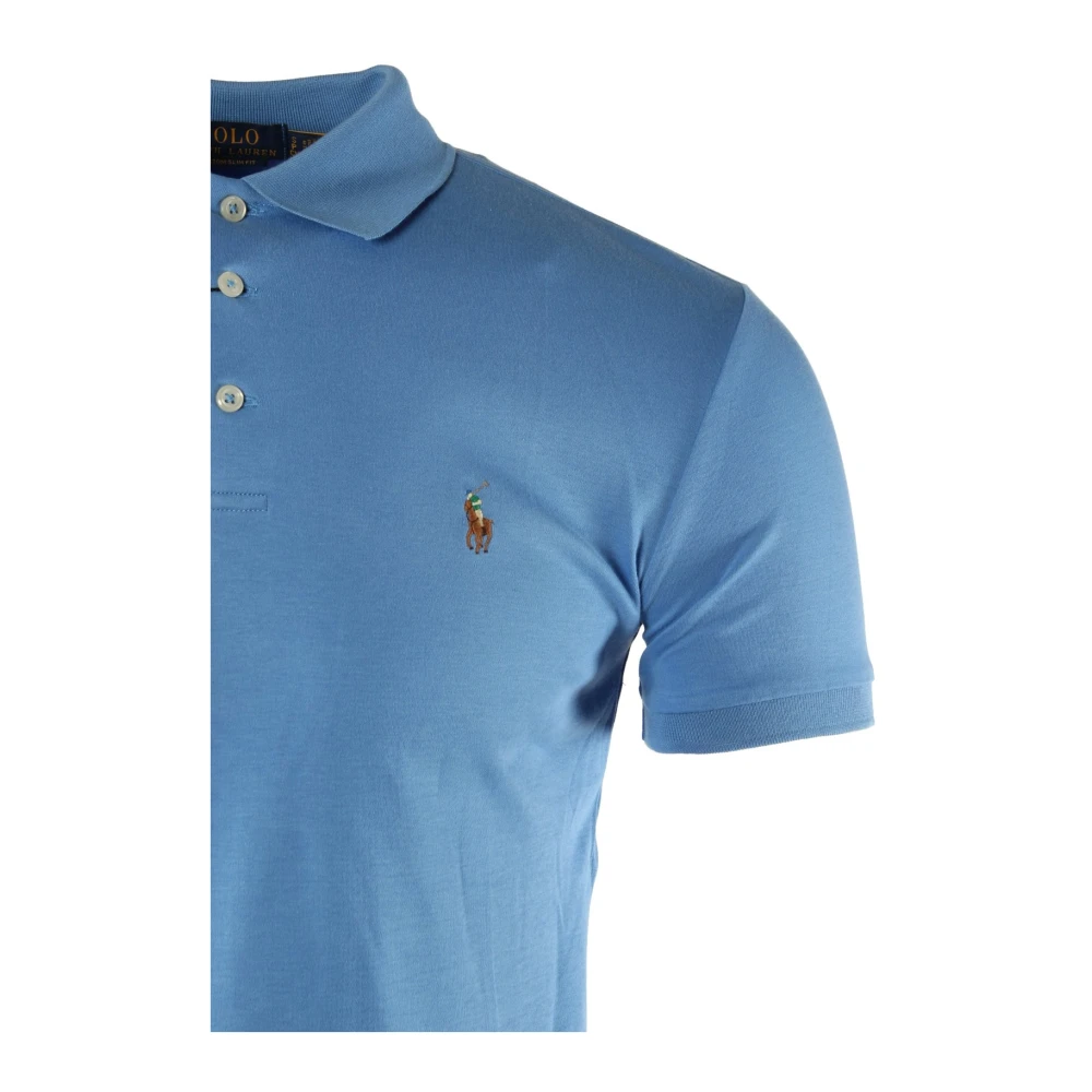 Ralph Lauren Blauwe Custom Slim Fit Polo Shirt Blue Heren