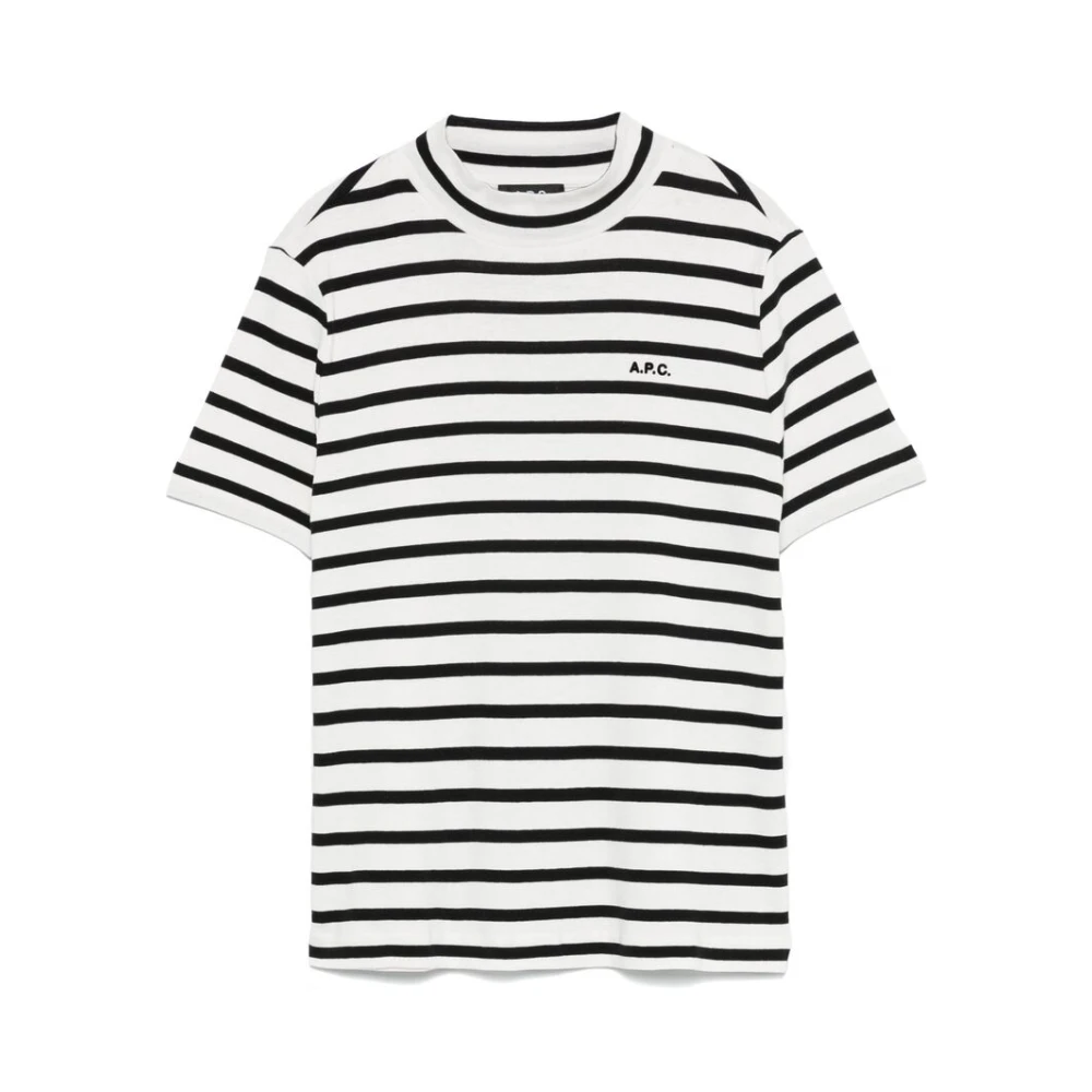 A.p.c. Gestreept Logo T-shirt White Dames