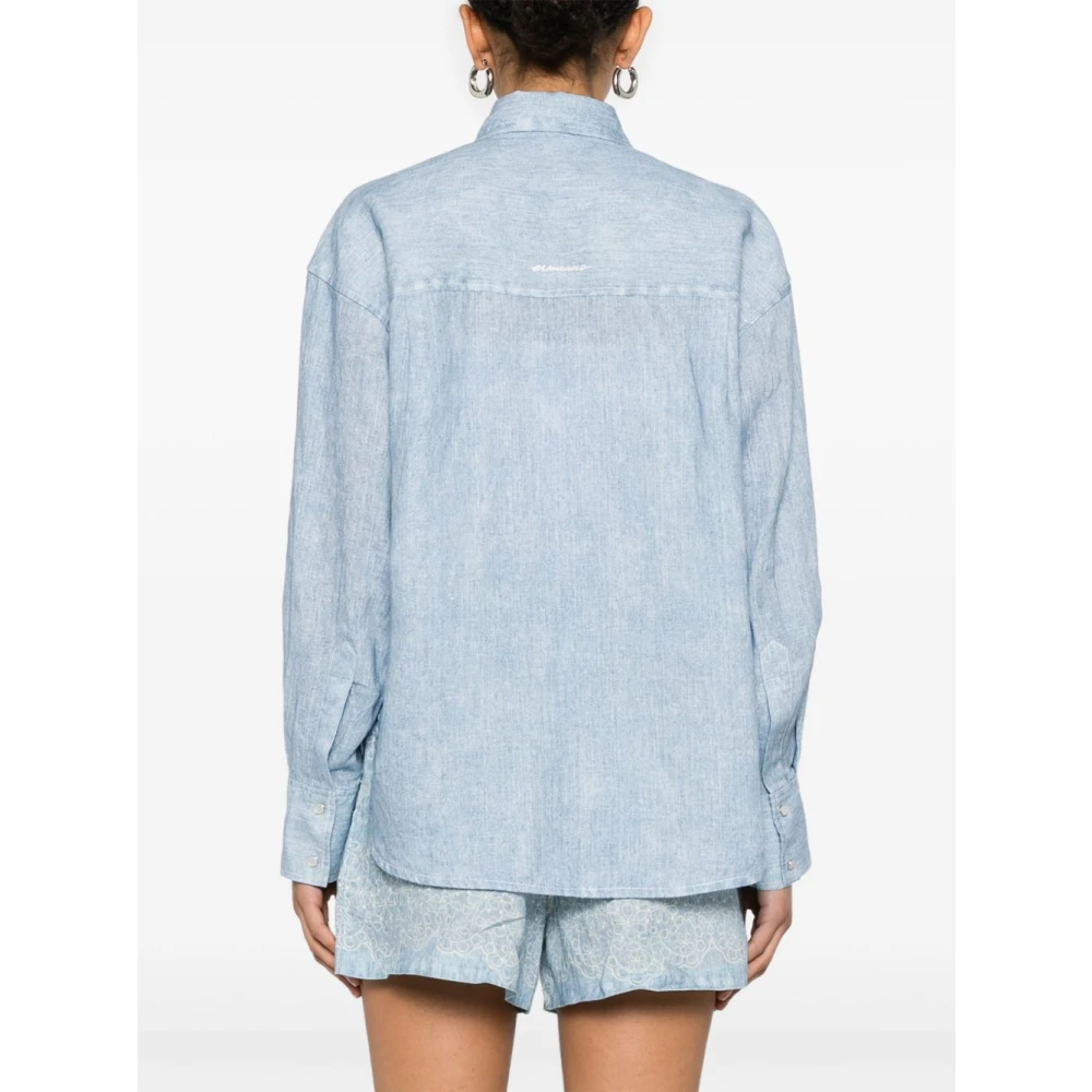 Ermanno Scervino Blauw Overhemd met Drukknopen Blue Dames