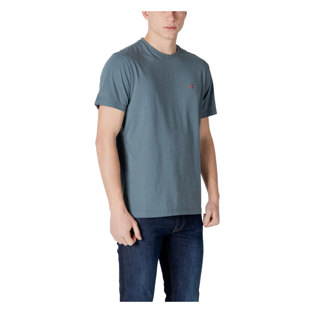 Napapijri Grijze Katoenen T-shirt voor Mannen Blue Heren