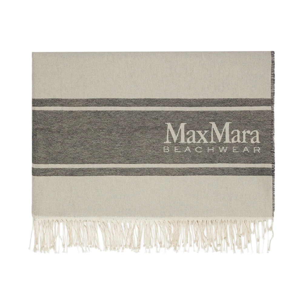 Max Mara Zalm Strandhanddoek met Blauw Logo Multicolor Dames