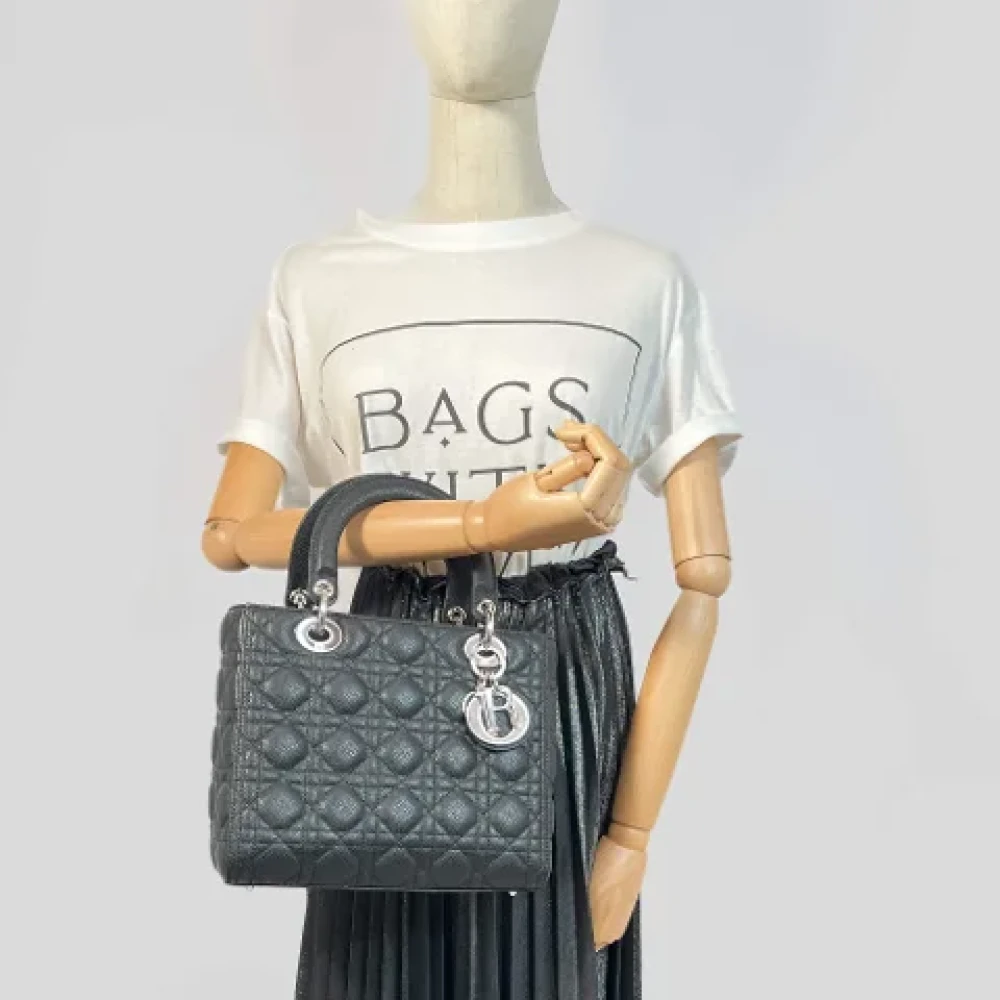 Dior Vintage Pre-owned Leather handbags Black Dames