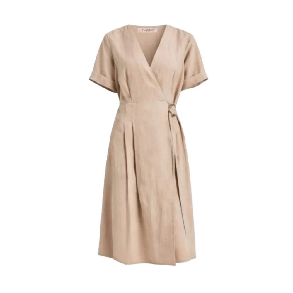 Twinset Women's Beige Midi Dresses, S, V Dress