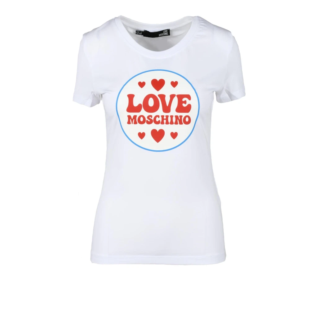 Love Moschino Katoen Elastaan T-shirt White Dames