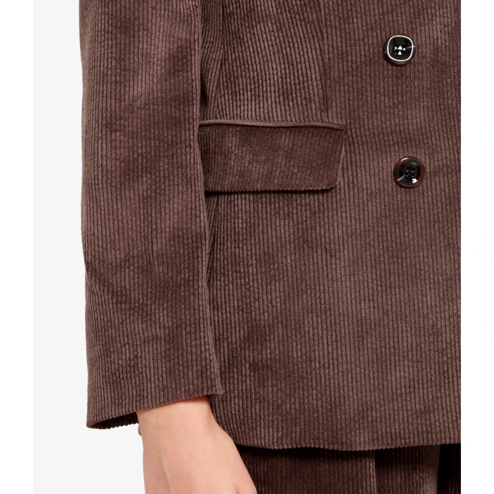 Pennyblack Bruine Corduroy Jas Dubbele Rij Krappe Pasvorm Brown Dames