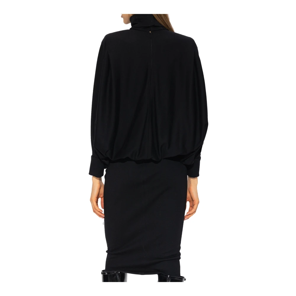 Saint Laurent Wollen jurk met opstaande kraag Black Heren
