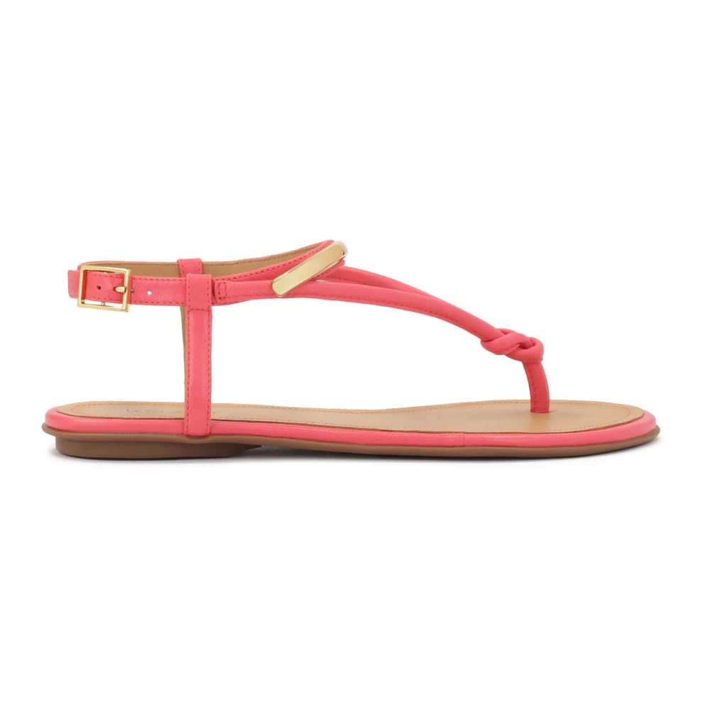 Kazar Vrouw Roze Schoenen Dames, 37 Eu, Leer, Platte Sandalen Met Metalen Versiering