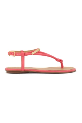 Rosa platta sandaler med metalldekoration