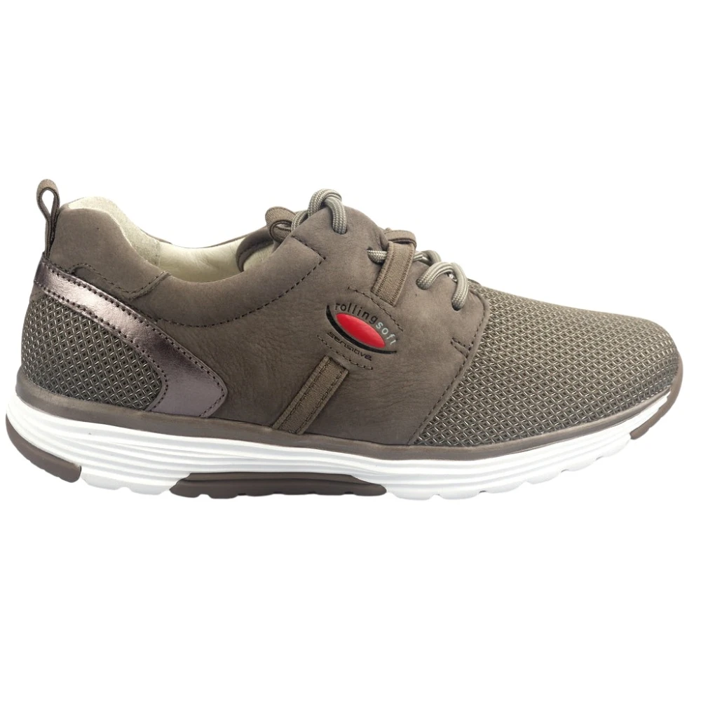 Gabor Rollingsoft Sensitive Nubuck en Mesh Combi Sneakers Dames Schoenen Grijs