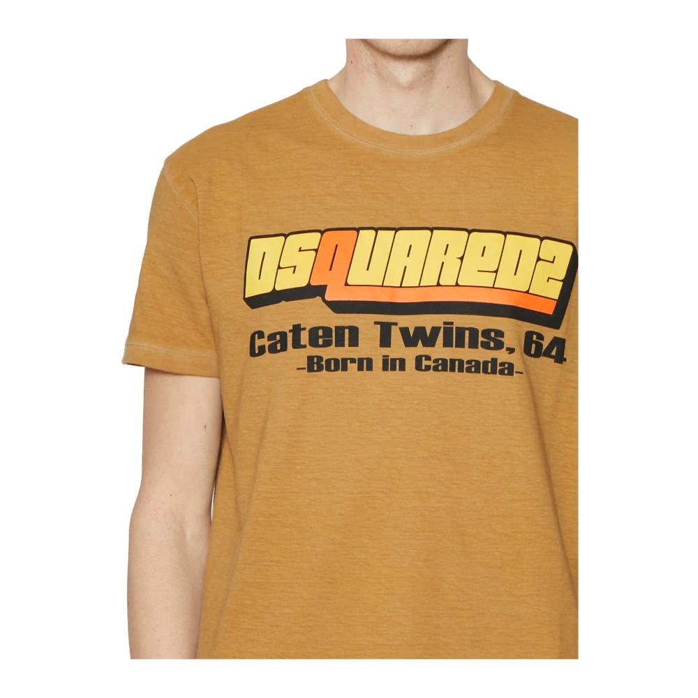 Dsquared2 Katoenen Print T-Shirt Beige Heren