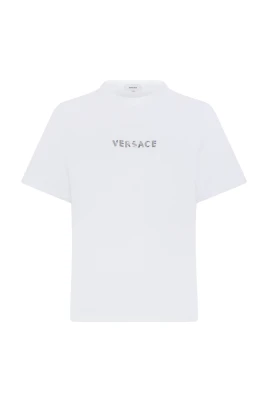 Vit Logotyp Bomulls T-shirt