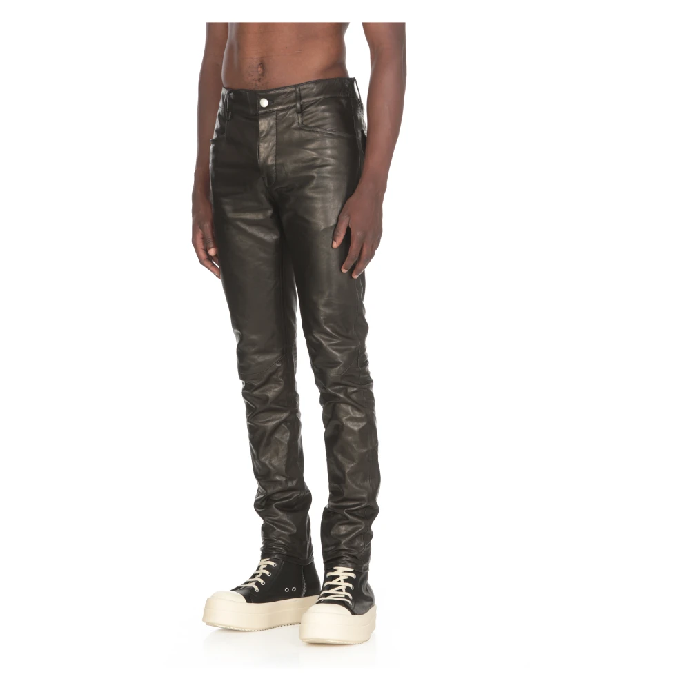 Rick Owens Zwarte leren broek met zakken Black Heren