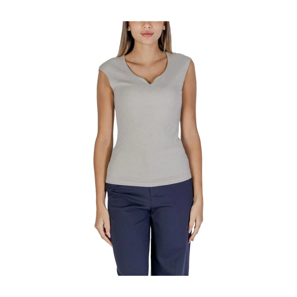 Street One Zilveren V-hals Gebreide Top Gray Dames