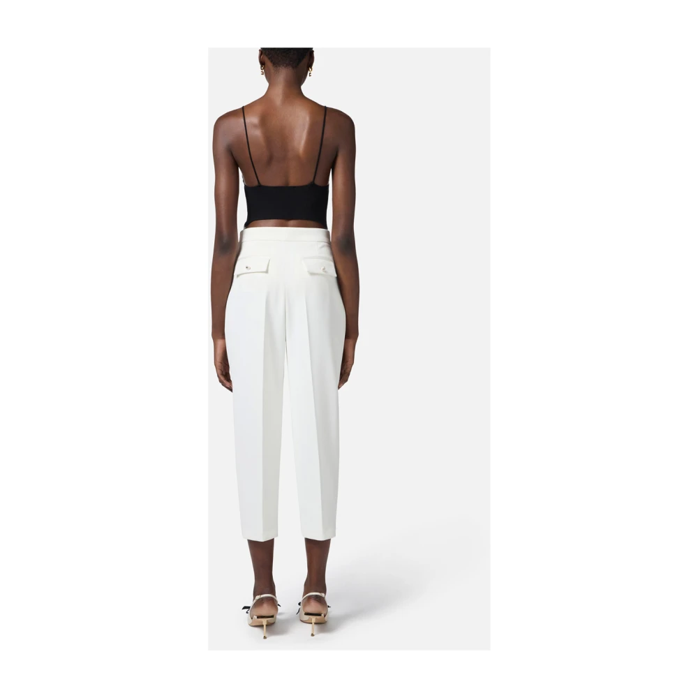 Elisabetta Franchi Ivoor Cropped Broek Essential Collectie White Dames