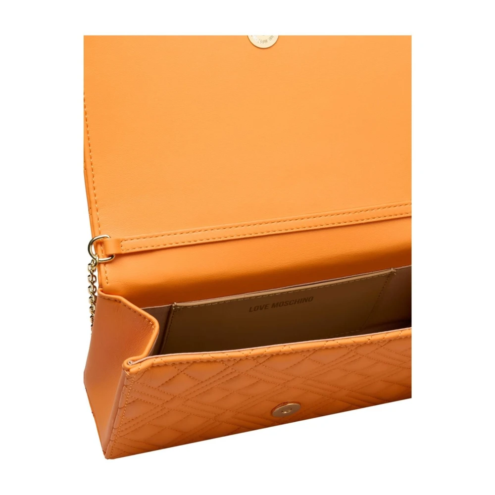 Love Moschino Crossbody Chain Tas met Logo Voorkant Orange Dames