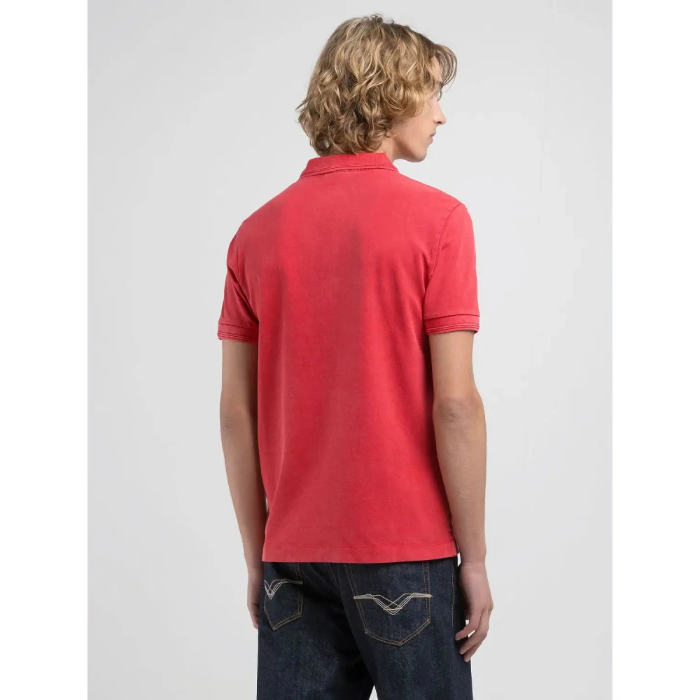 Replay Katoenen polo shirt met geborduurd logo Red Heren
