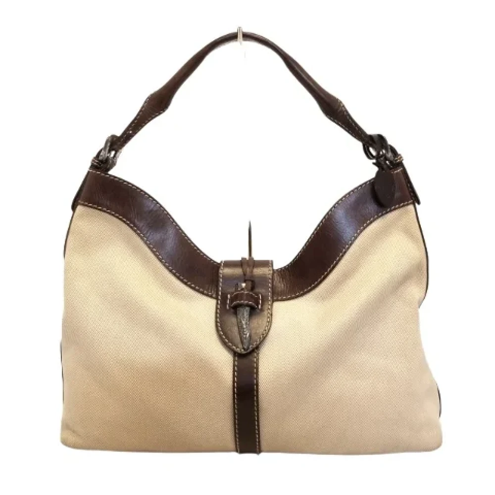 Valentino Vintage Pre-owned Canvas shoulder-bags Beige Dames