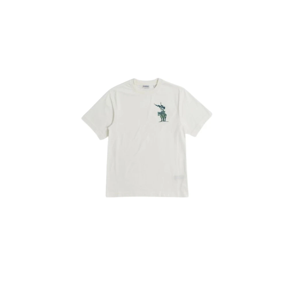 Burberry Equestrian Knight Design Katoenen T-shirt Beige Heren