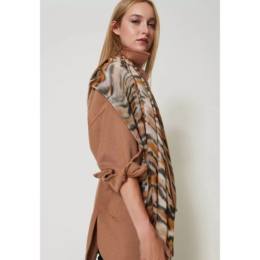 Twinset Dierenprint Modal Wol Stola Multicolor Dames