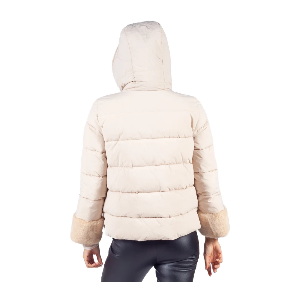 Emme DI Marella Beige faux-fur trim puffer jack Beige Dames