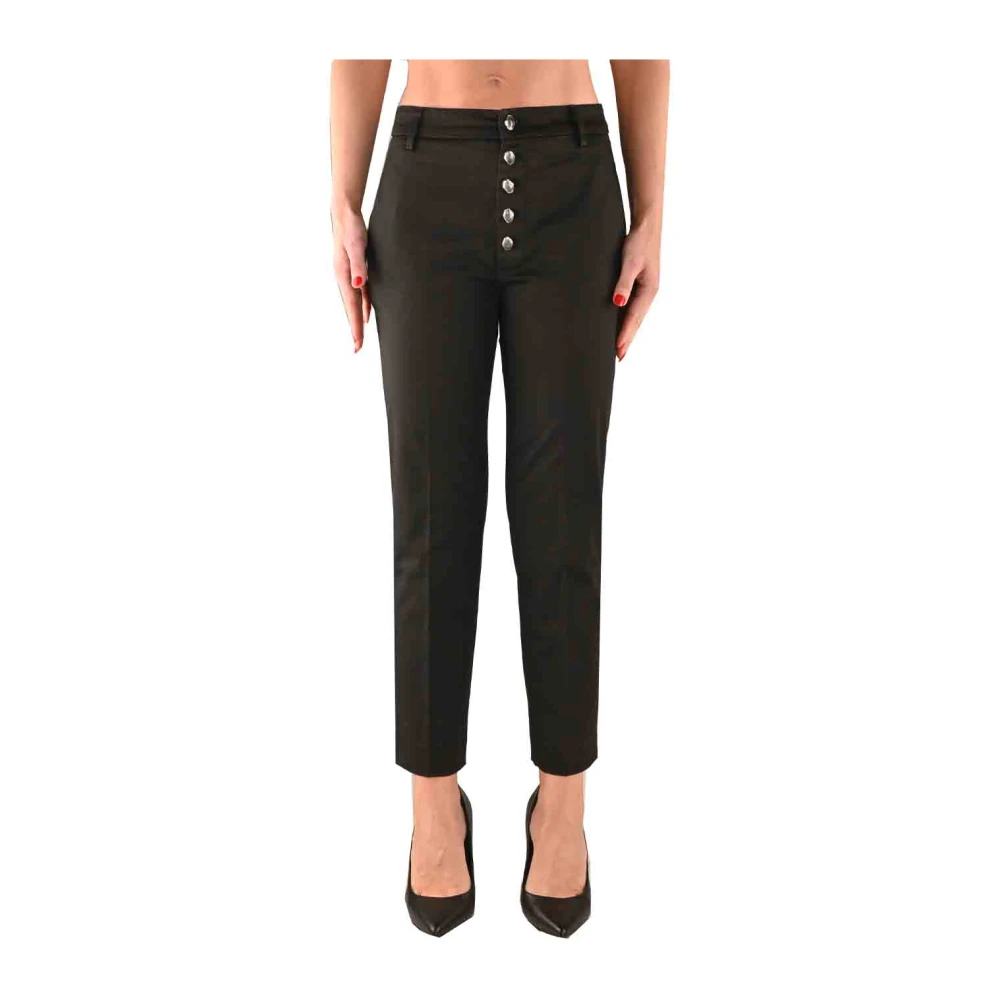 Dondup Katoenen broek met juweelknopen Black Dames