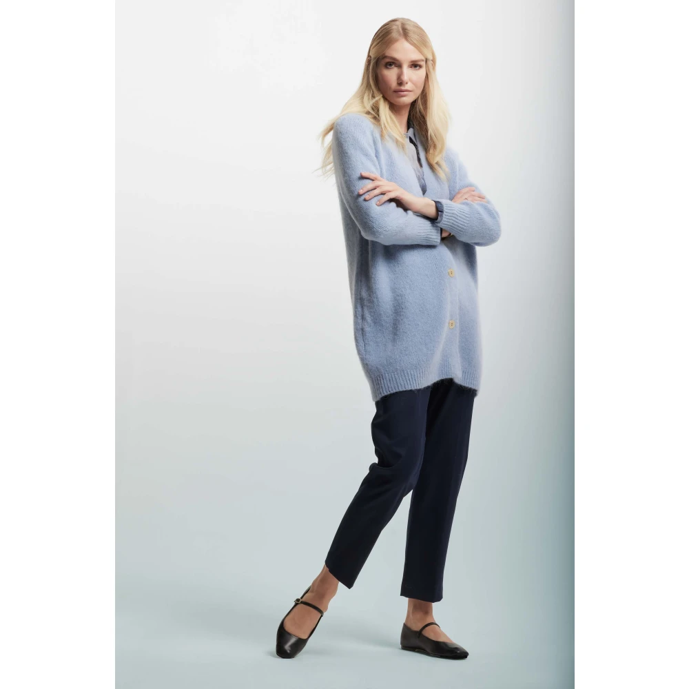 Kocca Alpaca Blend Lang Vest Oversized Design Blue Dames