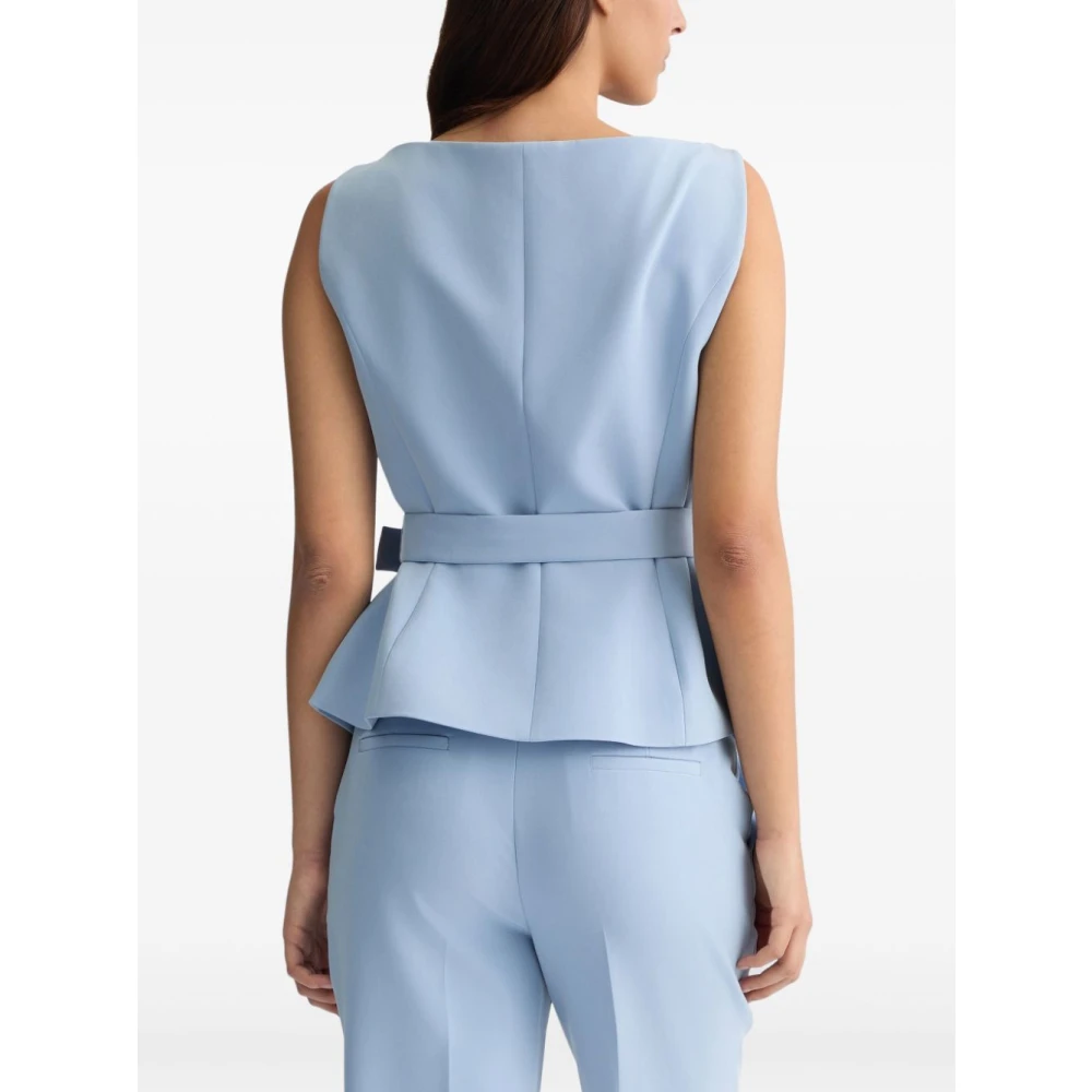 Liu Jo Blauwe Double-Breasted Jas met Riem Blue Dames