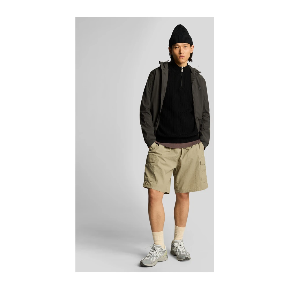 Lyle & Scott Mid Knits Geribbelde Quarter Zip Trui Beige Heren