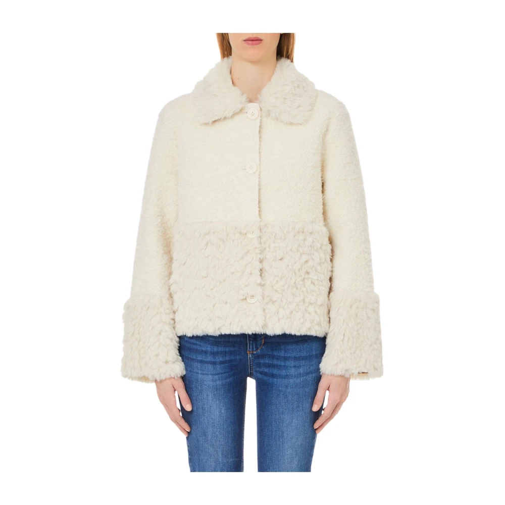 Liu Jo Wooled Fur Jas voor Vrouwen White Dames