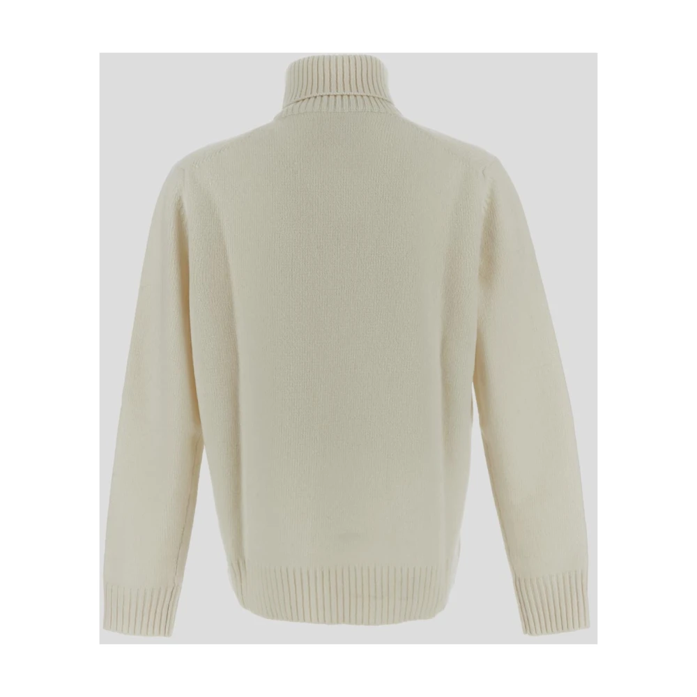 Seven Gauge Wollen Turtleneck Sweater White Heren
