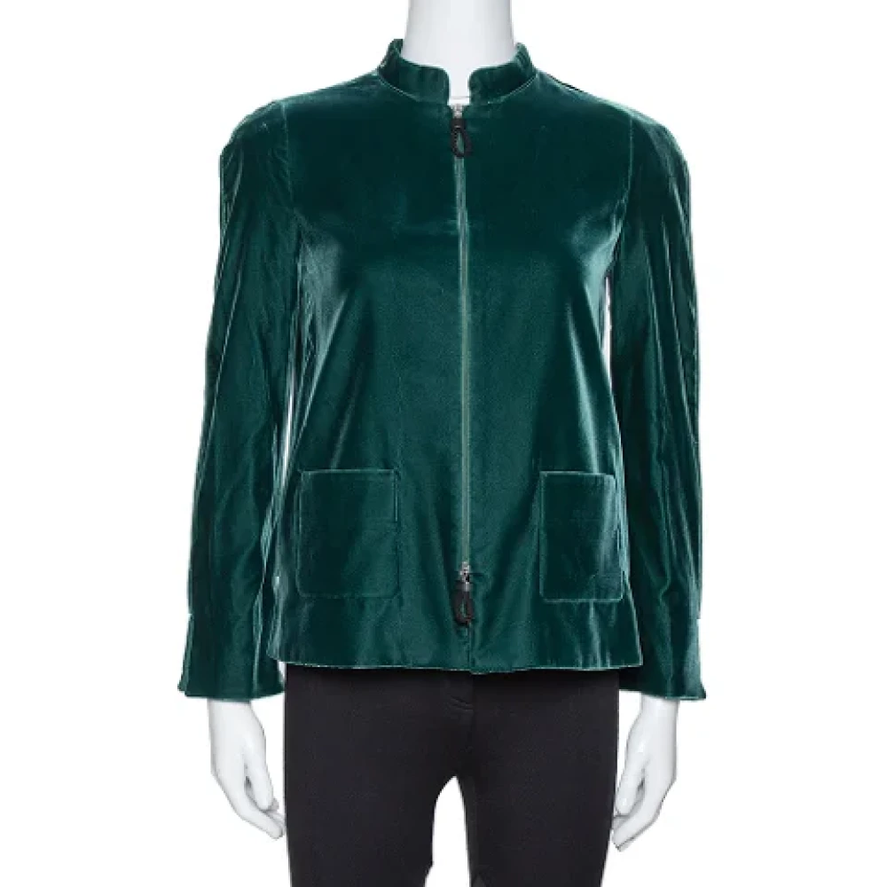 Armani Pre-owned Velvet outerwear Green Dames