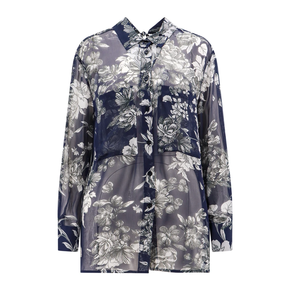 Semicouture Viscose shirt met bloemenprint Blue Dames