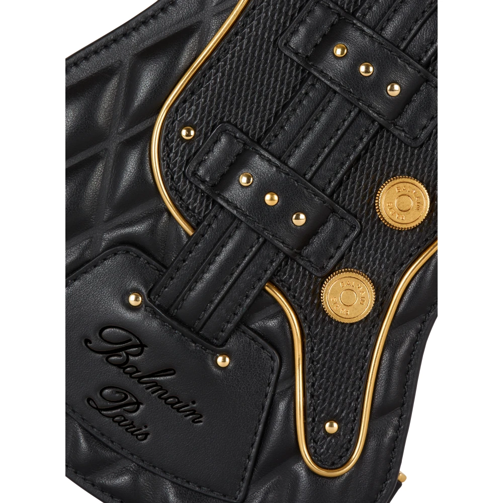 Balmain Gitaar gewatteerde kalfsleren tas Black Dames