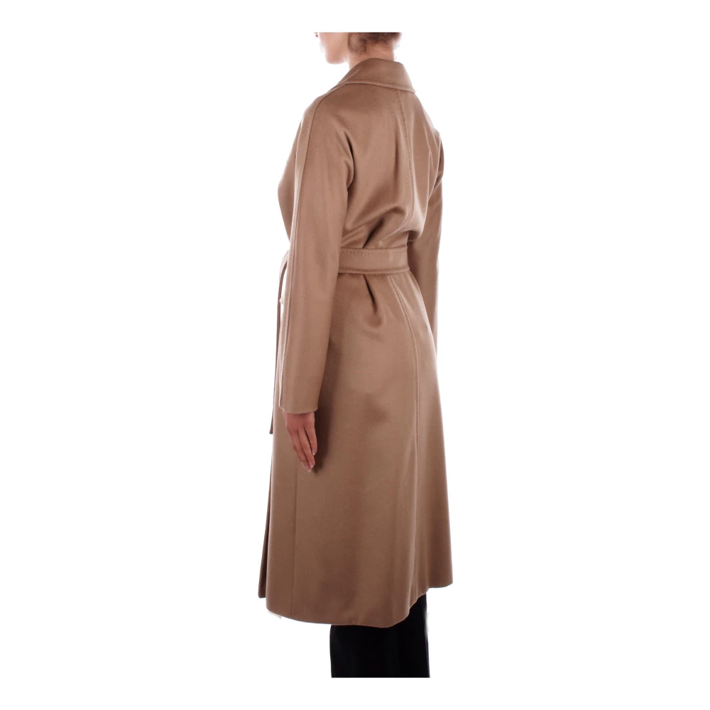 Max Mara Kameelwollen Jas met Riem en Knopen Brown Dames