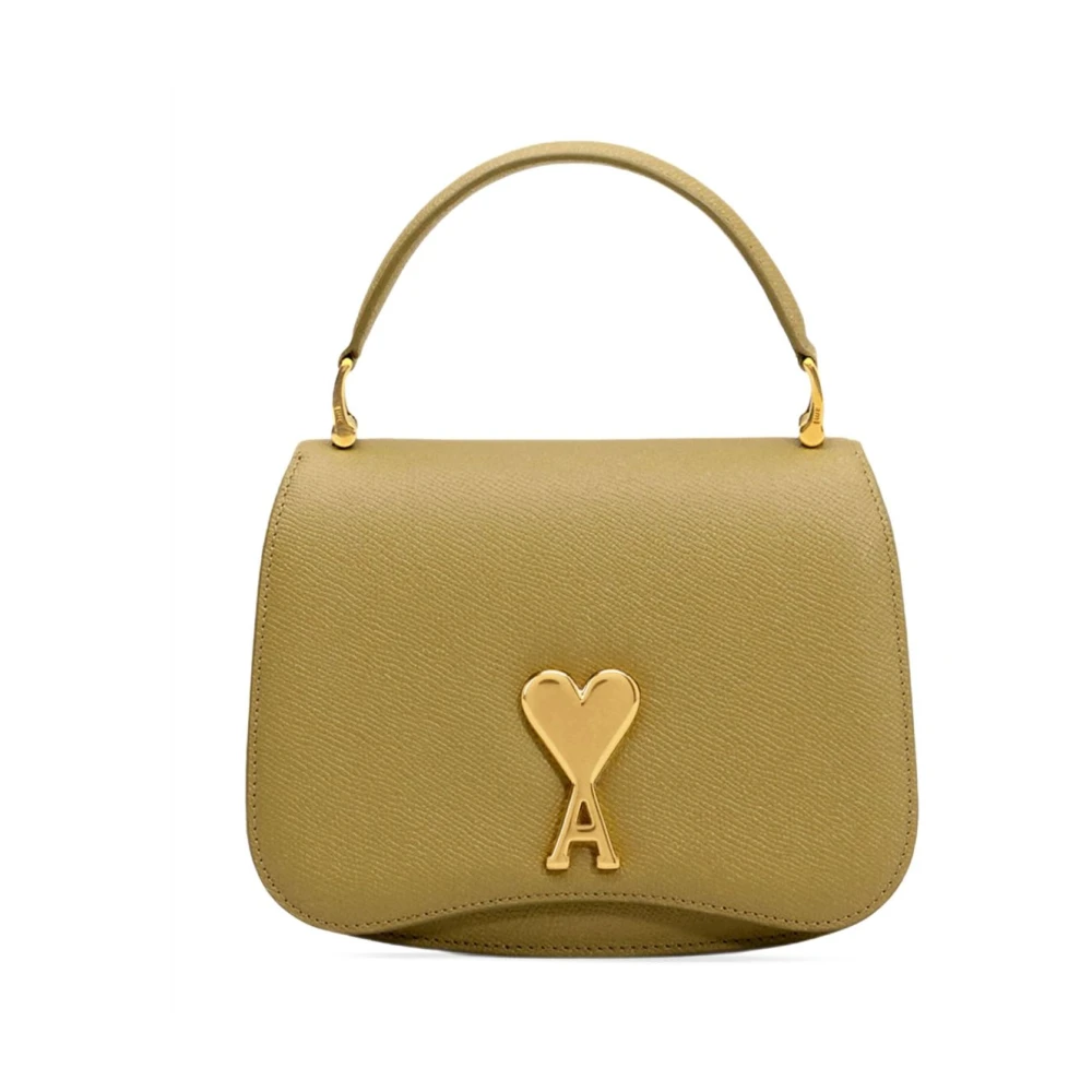 Ami Paris Bruine Foldover Tas met Groene Accent Brown Dames