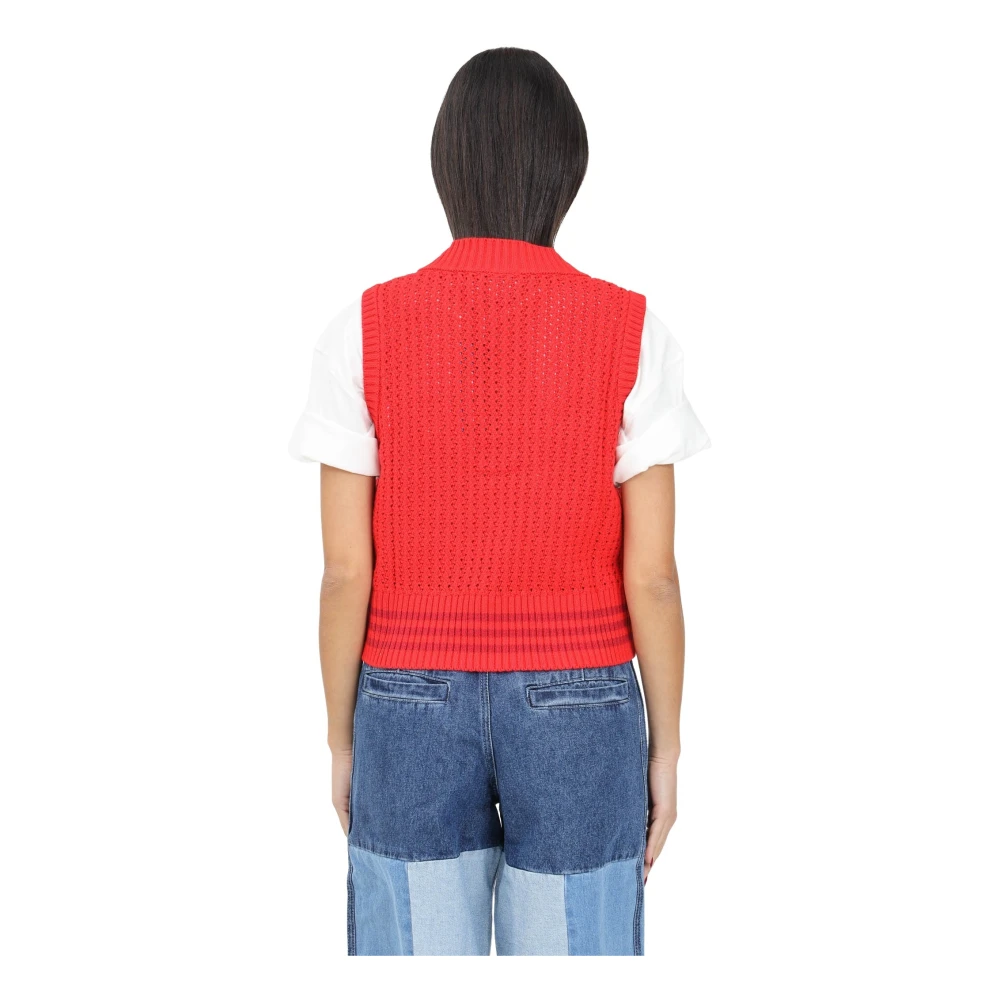 adidas Originals Vintage Gebreid Vest Sweater Red Dames