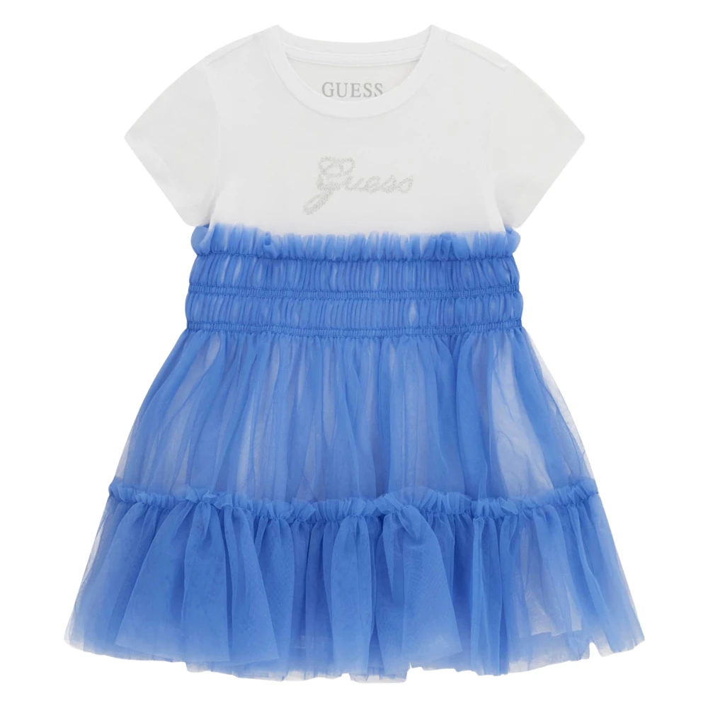 Guess Girls Blue Dresses, 6 Y, Mixed Fabric Dress