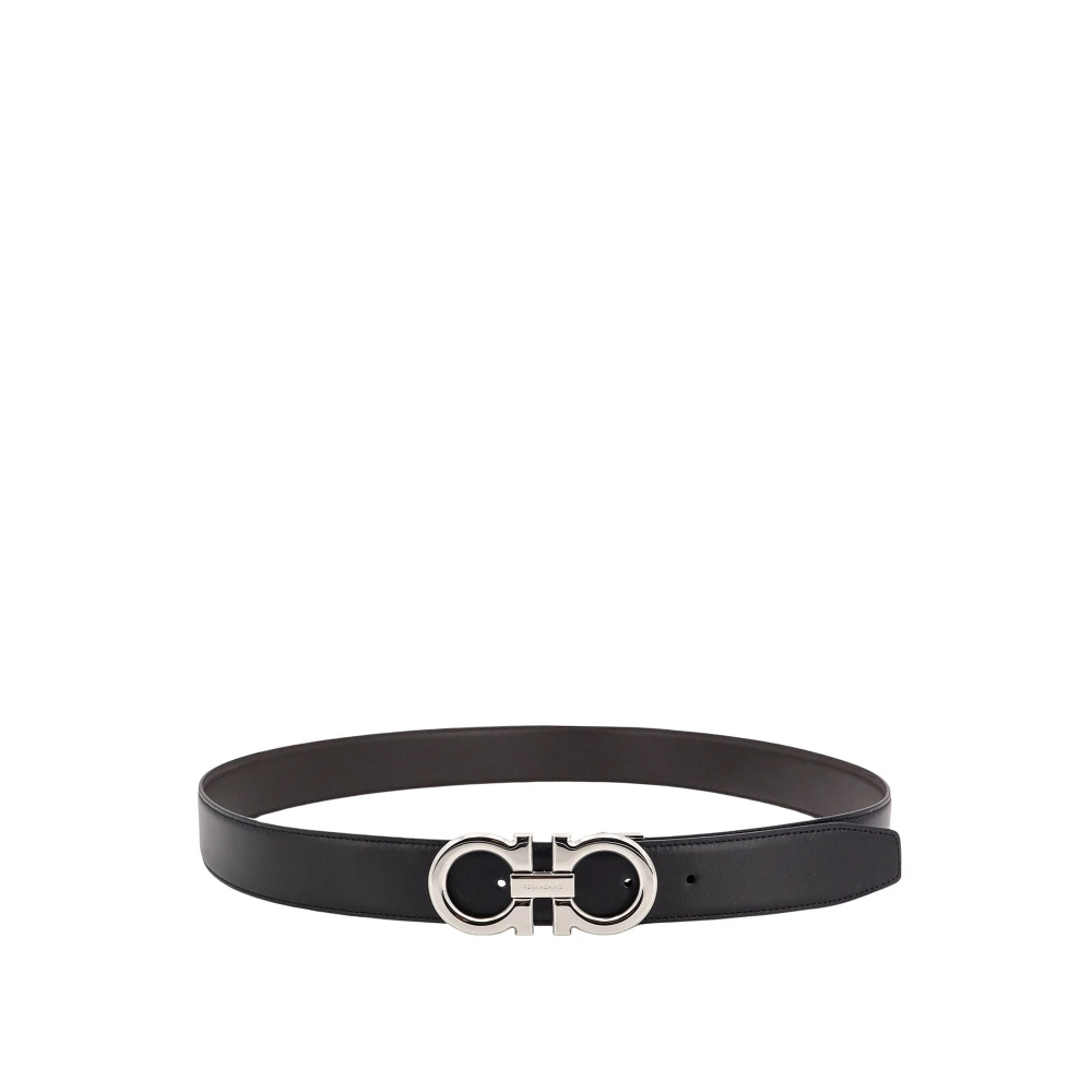 Salvatore Ferragamo Leren riem met iconisch Gancini-detail Black Heren